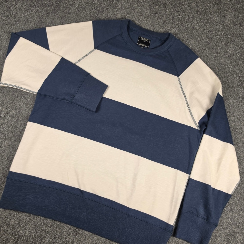 Todd Snyder Striped Raglan Sweatshirt Mens XL Navy Cream Cotton Crewneck